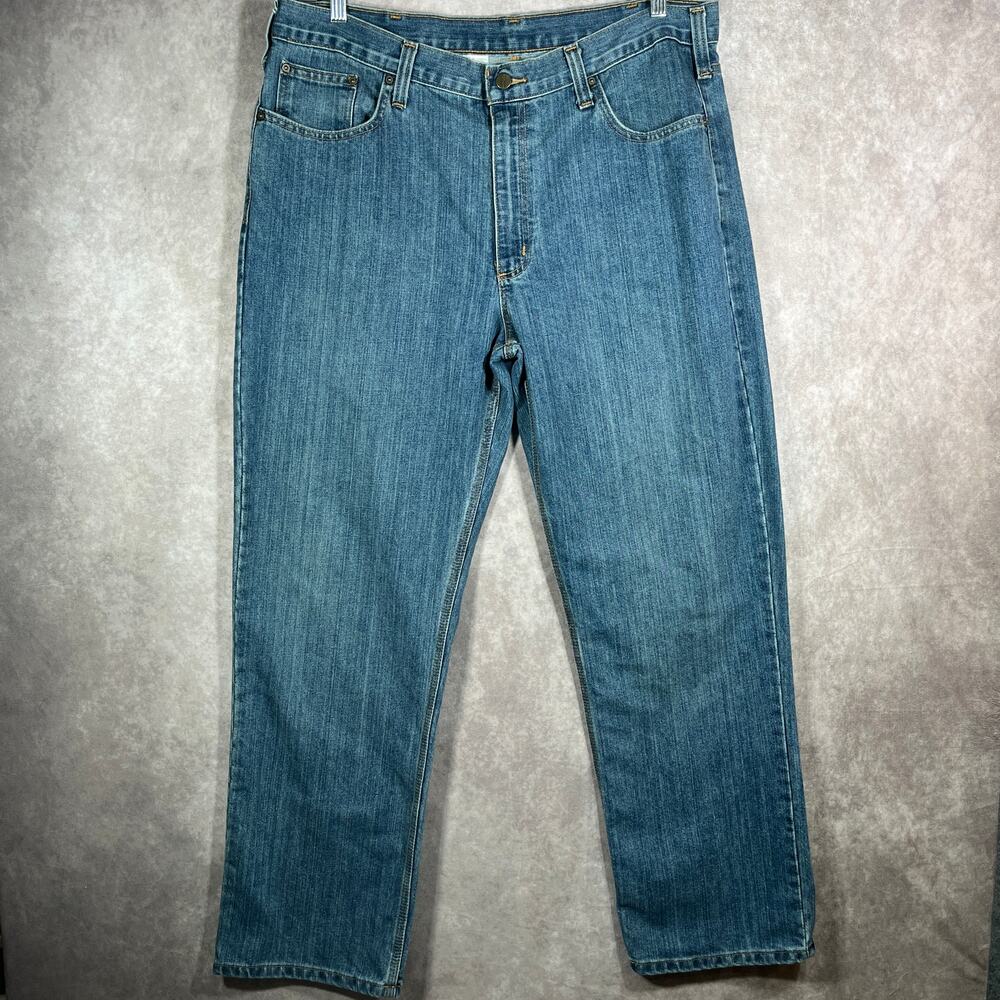 Carhartt Jeans Men 38X32 Blue Medium Wash Denim Straight Relaxed Fit Work Casual